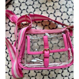 Clear Crossbody Bag With Pink Trim & Adjustable Strap By Missnine